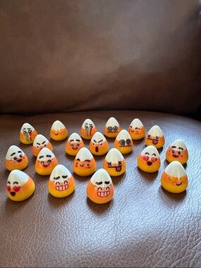 Cute Candy Corn Mini Figures - Yellow & White Emoji Set